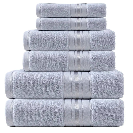 Luxury Cotton Six Piece Absorbent Bath Towel Set Collection