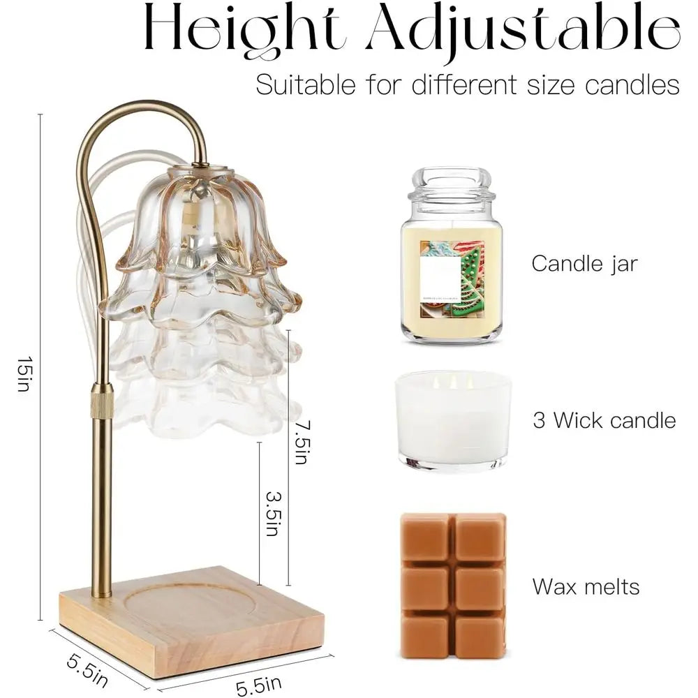 Candle Warmer Lamp with Timer: Gold Candle Lamps Height Adjustable Wax Melt House Warming Gifts New Home Decor Mothers Day Birth