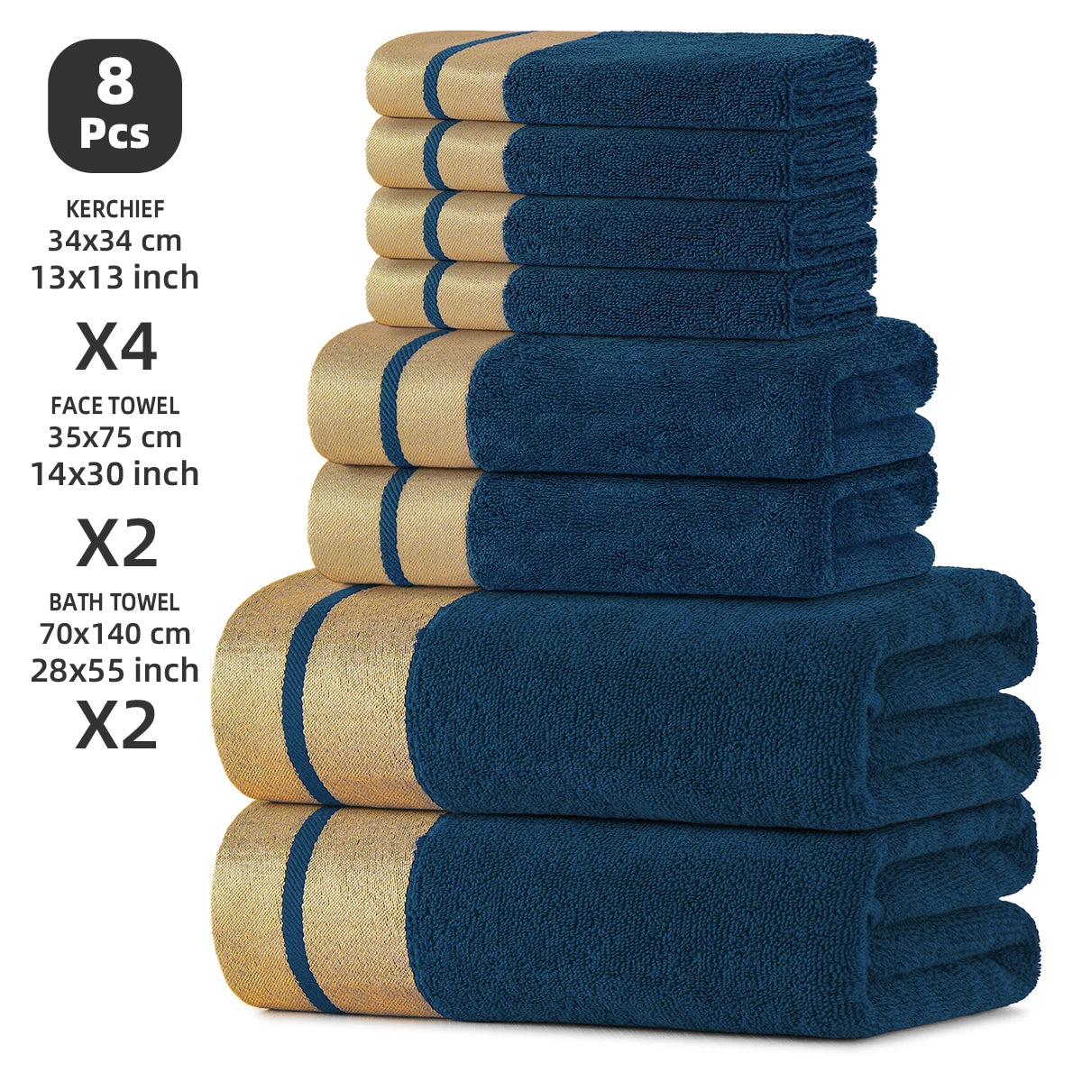 8-Piece Luxury Pure Cotton Bath Towel Set