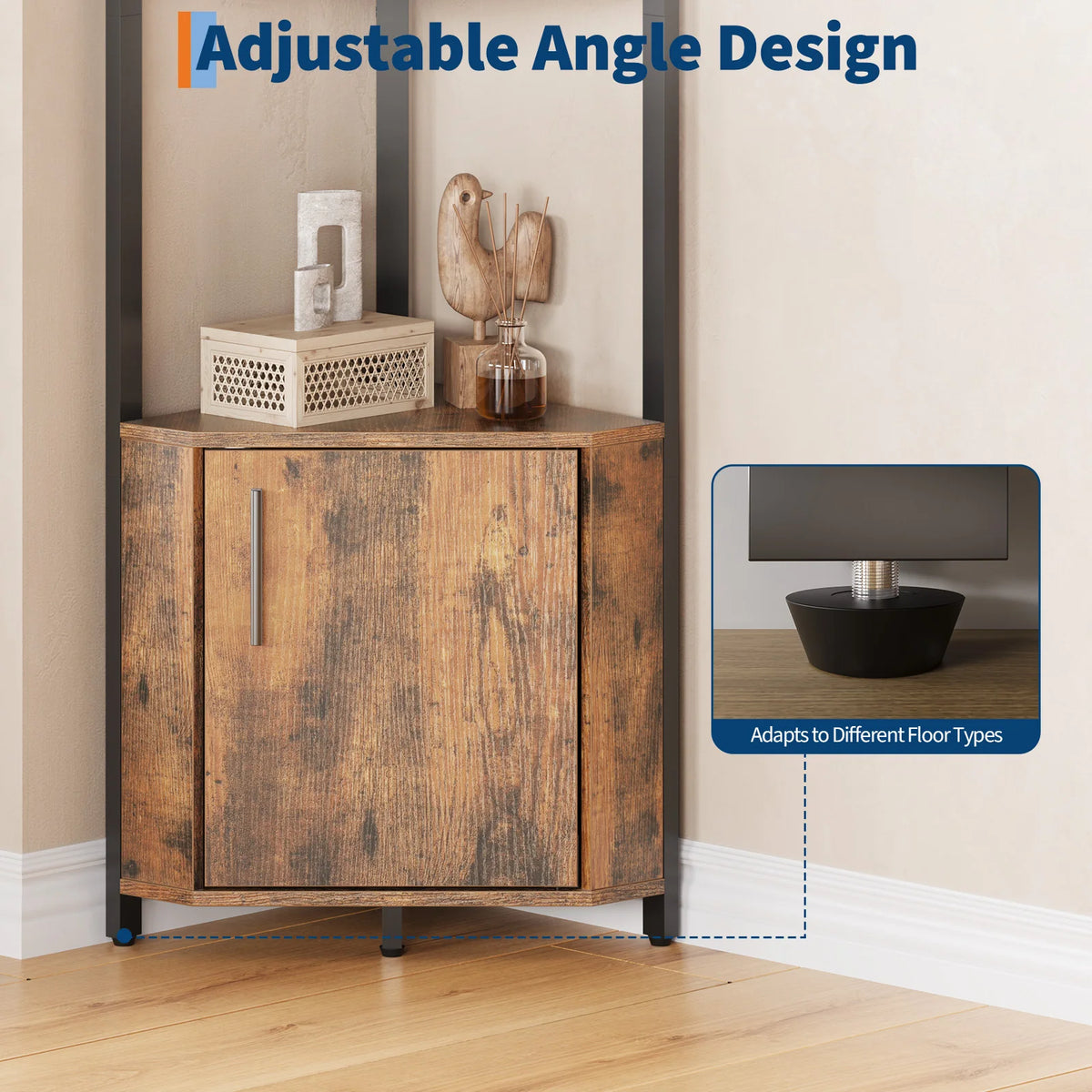 HiMISS Rustic Modern Wooden Corner Organizer Storage Shelf