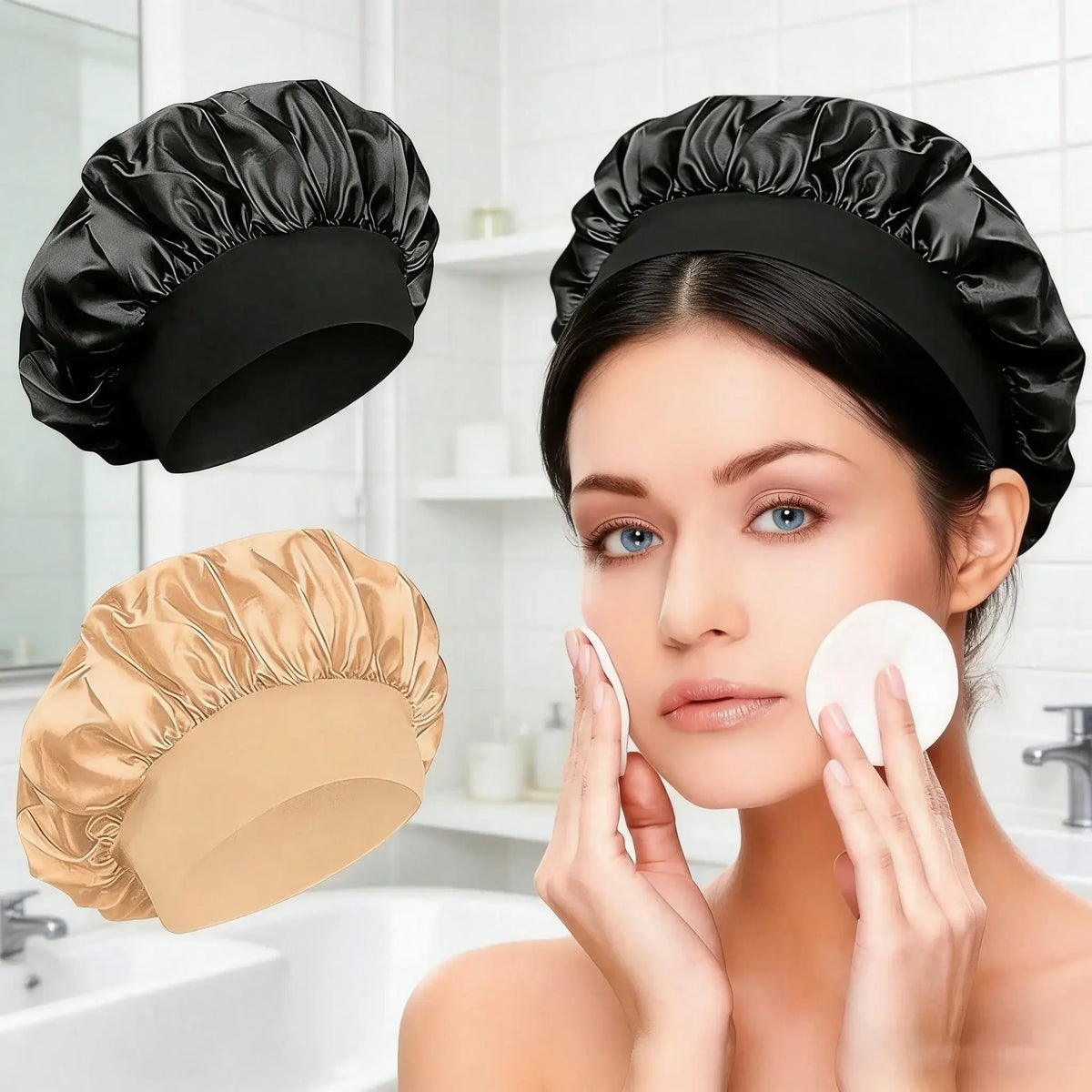 1pc Luxury Satin Silk Sleep Cap, Loose Elastic Headwear, Suitable For Women Hair Care, Unisex Night Hair Care Cap, Comfortable For Home Use, Sleep Cap, Women's Elastic Shower Cap, Adult Unisex Hair Care Cap Suitable For Showe