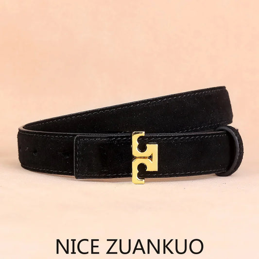 ZUANKUO Women's Genuine Suede Leather Belt For Everyday Wear