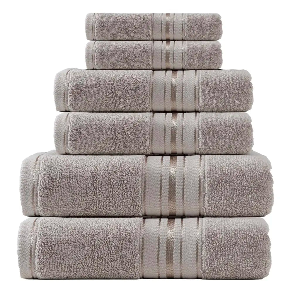 Luxury Cotton Six Piece Absorbent Bath Towel Set Collection