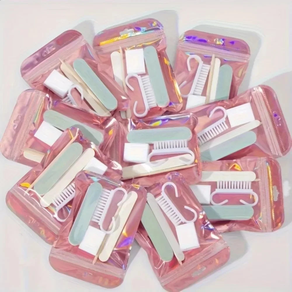 1Pack Mini Manicure Pedicure Set With Nail File And Orange Wood Stick Portable Household Travel Nail Care Supply