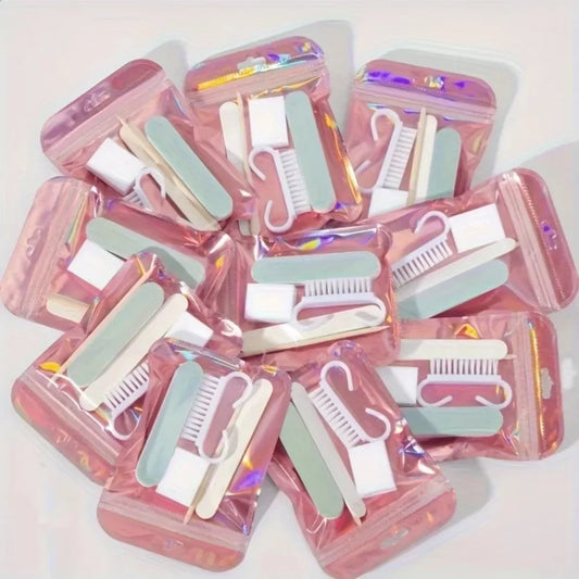 1Pack Mini Manicure Pedicure Set With Nail File And Orange Wood Stick Portable Household Travel Nail Care Supply