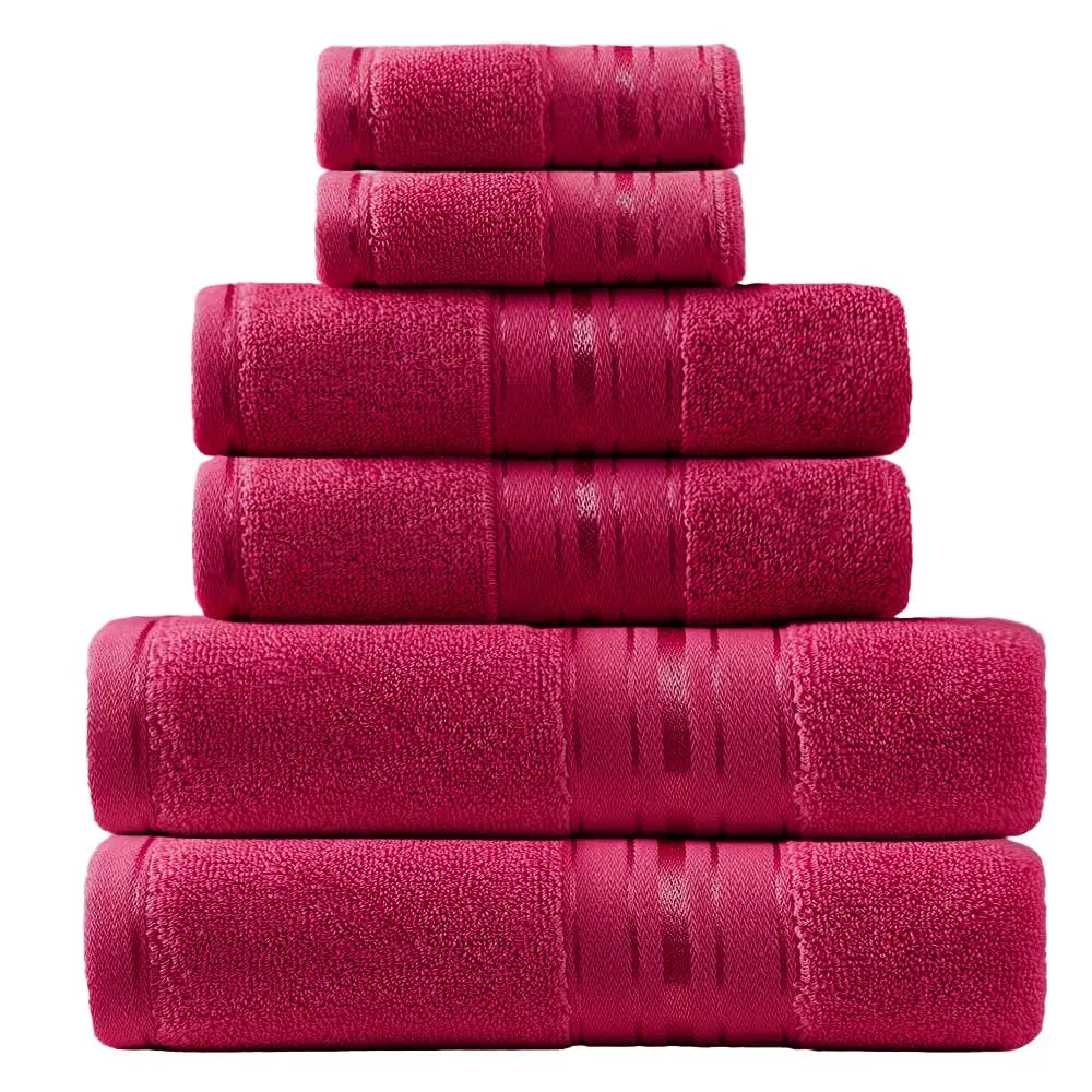 Luxury Cotton Six Piece Absorbent Bath Towel Set Collection
